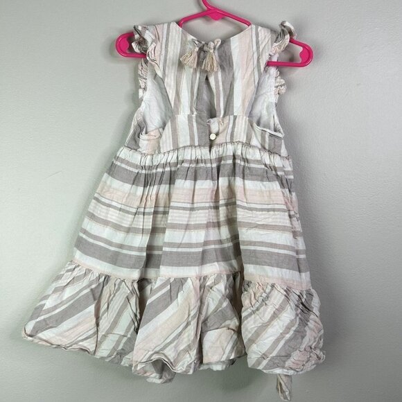 Tahari tan stripped summer dress size 3T - Picture 4 of 7